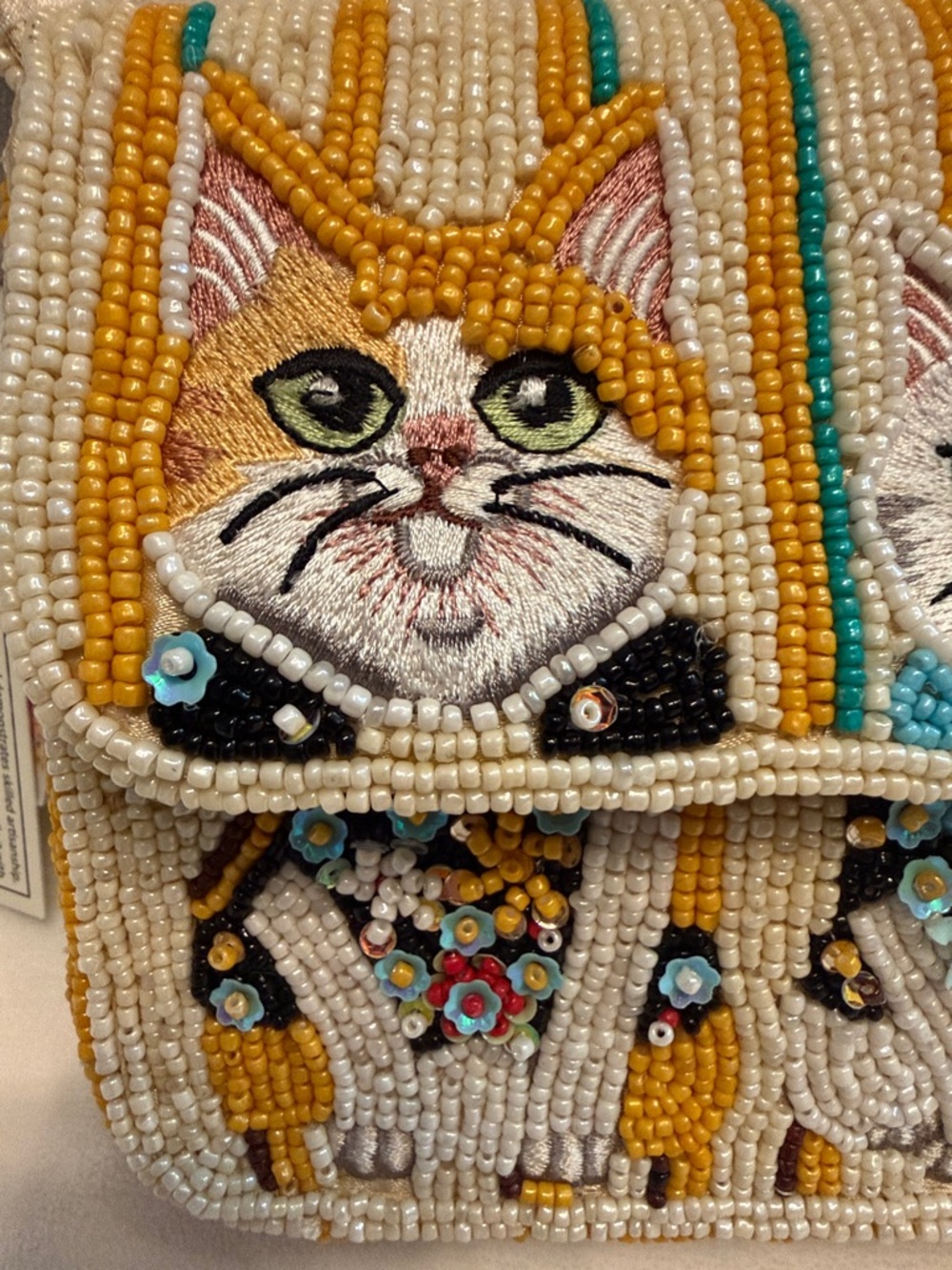Beaded Cat Pattern Shoulder Bag - Picture 9 of 13